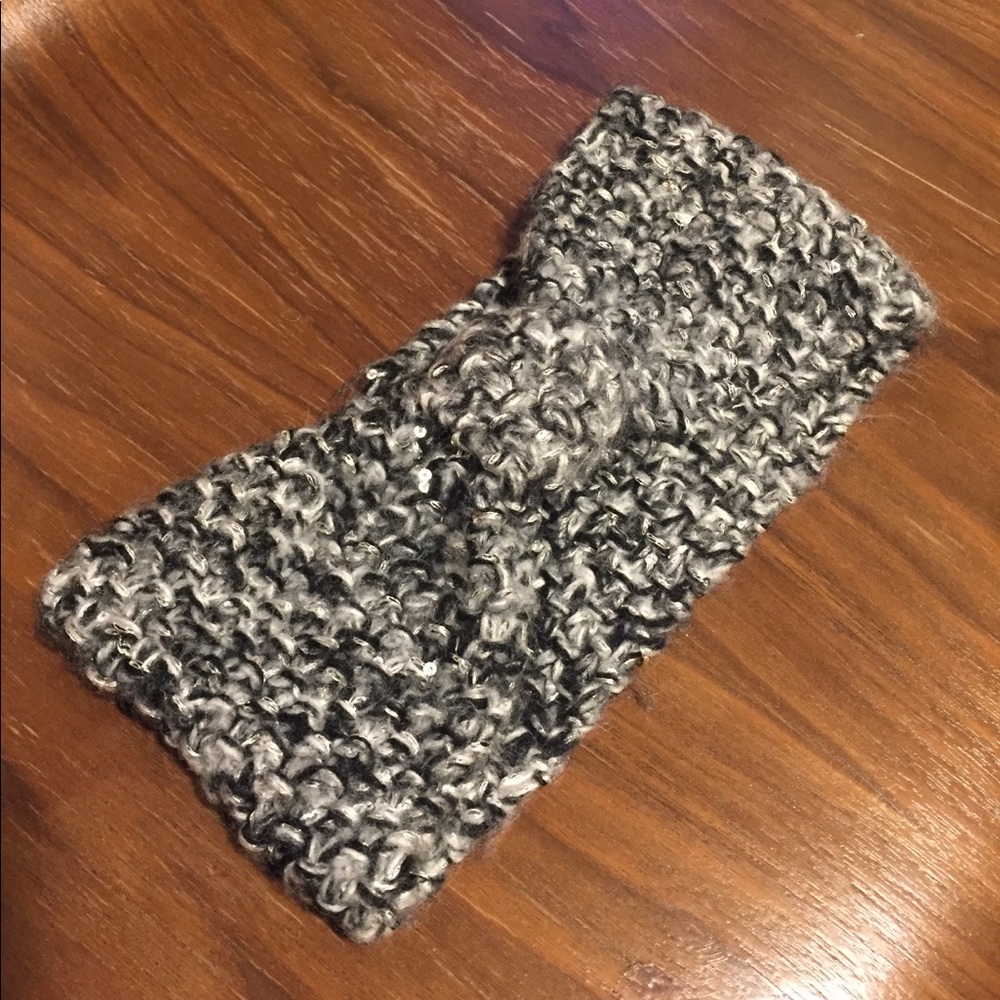 Black white grey with sequins Wool headband